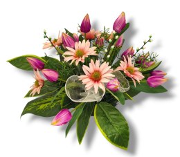 WIOSENNY STROIK NA CMENTARZ KWIATY NA GRÓB POMNIK MISA Z OBCIĄŻENIEM TULIPANY