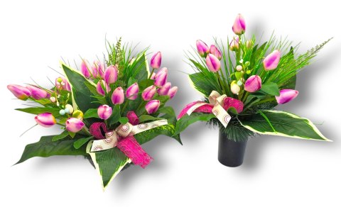 WIOSENNY STROIK NA CMENTARZ KWIATY NA GRÓB POMNIK Z OBCIĄŻENIEM TULIUPANY