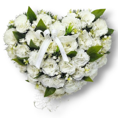 BIAŁE DUŻE SERCE XL STROIK NA CMENTARZ GRÓB NAGROBNA KOMPOZYCJA KWIATOWA