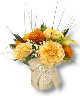 FLOWERBOX POMARAŃCZOWE KWIATY W PUDEŁKU NA DZIEŃ MATKI URODZINY IMIENINY
