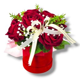 LUKSUSOWY FLOWERBOX CZERWONE RÓŻE W PUDEŁKU NA DZIEŃ MATKI URODZINY IMIENINY