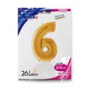 Balon Foliowy Cyfra 6, Złota, 66 cm Grabo