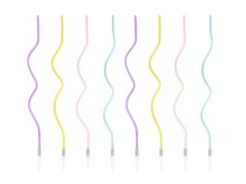 Świeczki urodzinowe, zakręcone, kolorowy mix, 14 cm