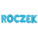 Balon foliowy napis ROCZEK niebieski w gwiazdki, 40 cm