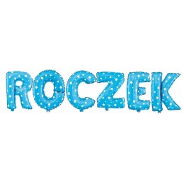 Balon foliowy napis ROCZEK niebieski w gwiazdki, 40 cm