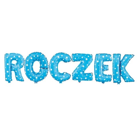 Balon foliowy napis ROCZEK niebieski w gwiazdki, 40 cm