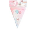 Baner URODZINOWY na ROCZEK z króliczkiem, różowy, 11 flag, 326 cm