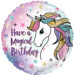 EKO Balon Foliowy Unicorn Have a Magical Birthday, 46 cm