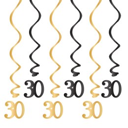 Świderki okrągłe czarno złote, 30 urodziny