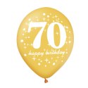Zestaw balonów na 70 urodziny, czarno-złote, 30cm, 6 szt.