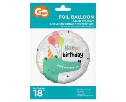 Balon foliowy Happy Birthday Krokodyl, 45 cm