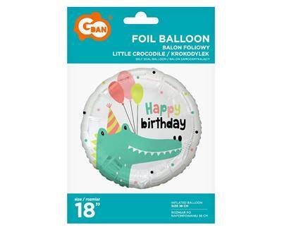 Balon foliowy Happy Birthday Krokodyl, 45 cm