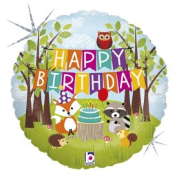 Balon urodzinowy Happy Birthday zwierzęta leśne 46 cm