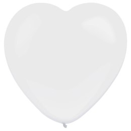 Balony Lateksowe Białe Serca, Decorator Standard Heart Frosty White, 30cm, 50 szt.