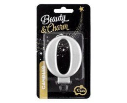 Świeczka cyferka 0, metalik srebrna 8 cm