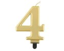 Świeczka cyferka 4, metalik złota, 8 cm