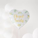 Balon foliowy Chrzest święty, biało zielony 45 cm