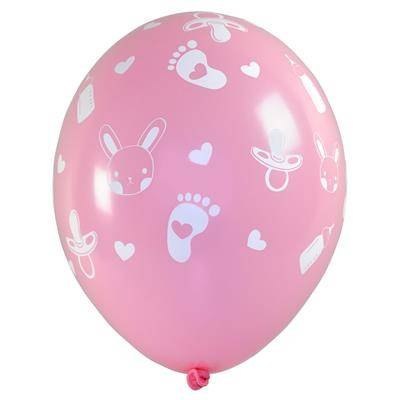 Balony lateksowe na Baby Shower dla dziewczynki 28cm, 5 szt.