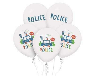 Balony lateksowe policja 5 szt 30 cm