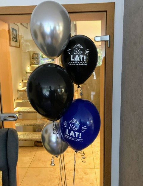 Balony urodzinowe Sto Lat, granatowe mix, 30cm, 50 szt.