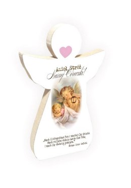 Drewniana figurka Anioł Stróż dziewczynka