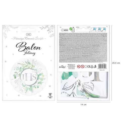 Balon foliowy, Pierwsza Kominia, IHS Eukaliptus srebrny 45cm