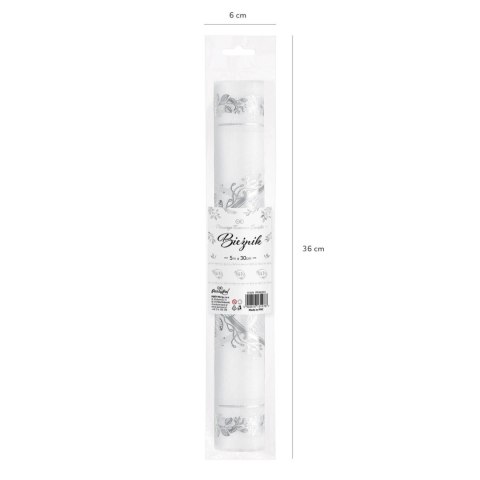 Bieżnik fizelinowy IHS, srebrny, Pierwsza Komunia Święta 30x500 cm.