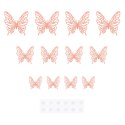 Naklejki na ścianę 3D Motyle ażurowe różowe złoto 12szt.