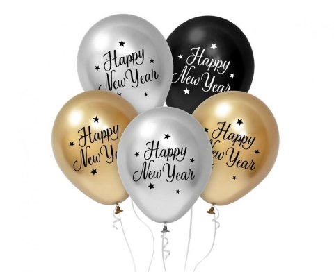 Balony Lateksowe "Happy New Year" - 30 cm, 5 szt.