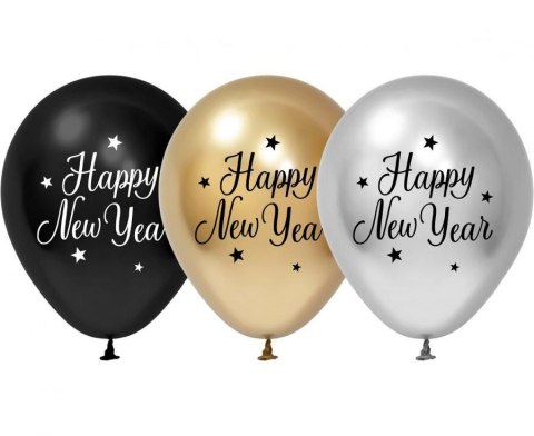 Balony Lateksowe "Happy New Year" - 30 cm, 5 szt.