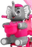 3-kołowy Rowerek dla dzieci Słonik Różowy + Dźwięki + Daszek + Barierka + Podnóżek + Rączka + Schowek