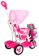 3-kołowy Rowerek dla dzieci Słonik Różowy + Dźwięki + Daszek + Barierka + Podnóżek + Rączka + Schowek