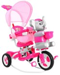 3-kołowy Rowerek dla dzieci Słonik Różowy + Dźwięki + Daszek + Barierka + Podnóżek + Rączka + Schowek