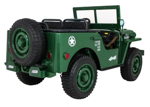 Autko Wojskowe Retro dla 3 dzieci Zielony Jeep Willys