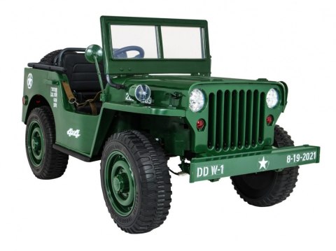 Autko Wojskowe Retro dla 3 dzieci Zielony Jeep Willys