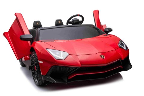 Auto Lamborghini Aventador SV na akumulator dla 2 dzieci Czerwony + Pilot 2,4 GHz + Pianka EVA + Audio LED