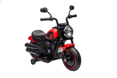 Motorek Chopper FASTER na akumulator dla dzieci Czerwony + Radio FM + Panel audio + LED