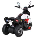 Motorek Fast Tourist na akumulator dla dzieci Biały + Audio + Światła + Ekoskóra