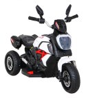 Motorek Fast Tourist na akumulator dla dzieci Biały + Audio + Światła + Ekoskóra