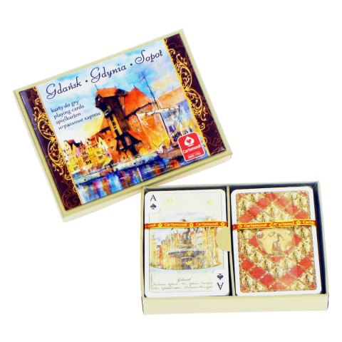 Karty do gry 2x55 kart - Trójmiasto akwarele, komplet brydżowy | Cartamundi