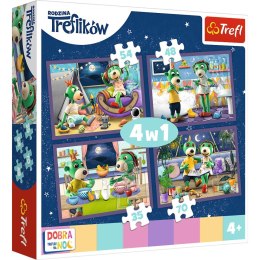 Puzzle 4w1 Dobranoc, Trefliki na noc Wieczorne rytuały Treflików | Trefl