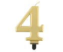 Godan - Świeczka B&C cyferka 4, metalik złota, 8,0 cm