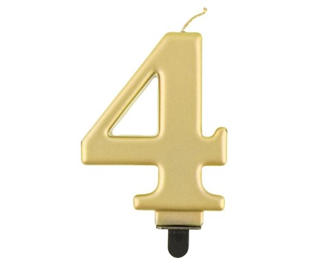 Godan - Świeczka B&C cyferka 4, metalik złota, 8,0 cm