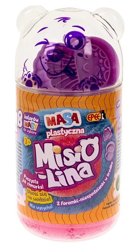 Misiolina - 2-pack masy plastycznej (2x50g) + 2 foremki - różowy+fioletowy