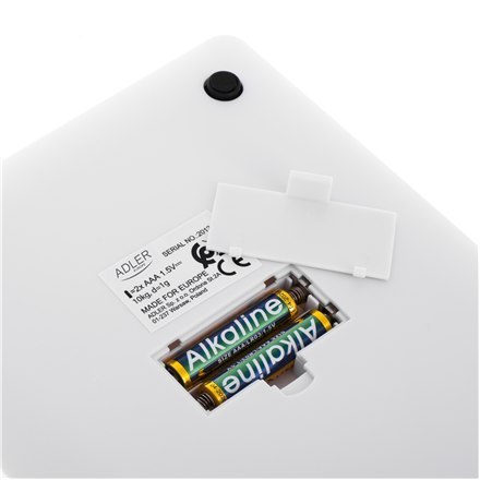 Adler | Waga kuchenna | AD 3173w | Maksymalna waga (udźwig) 10 kg | Podziałka 1 g | Typ wyświetlacza LED | Biały