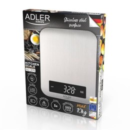 Adler | Waga kuchenna | AD 3174 | Maksymalna waga (nośność) 10 kg | Podziałka 1 g | Typ wyświetlacza LED | Inox