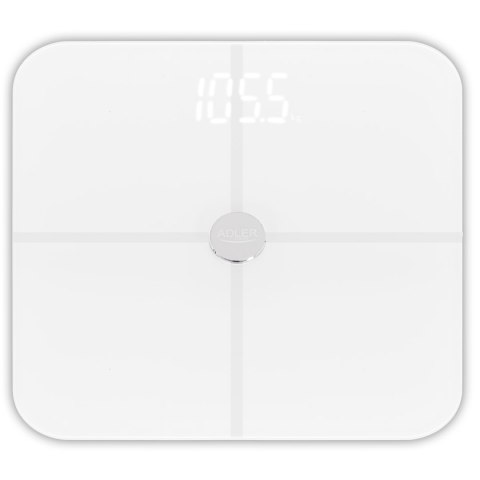 Adler Smart Bathroom Scale | AD 8187 | Maximum weight (capacity) 180 kg | Accuracy 100 g | Body Mass Index (BMI) measuring | Whi
