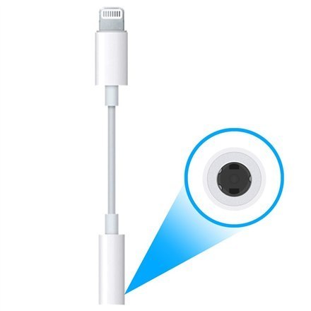 Apple | Przejściówka z Lightning na gniazdo słuchawkowe | Mini-phone stereo 3,5 mm | Żeńska | Męska | Apple Lightning | Biała