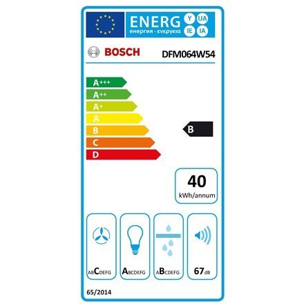 Bosch | Okap | DFM064W54 Serie 2 | Klasa efektywności energetycznej B | Teleskopowy | Szerokość 60 cm | 388 m³/h | Mechaniczny |