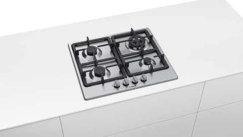 Bosch | PGH6B5B90 | Hob | Gas | Number of burners/cooking zones 4 | Rotary knobs | Stainless steel
